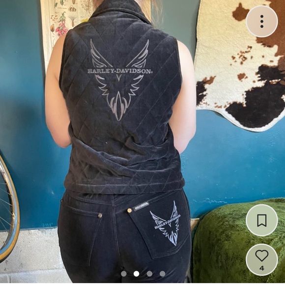 Harley Davidson matching vest/ pant set - Picture 2 of 11